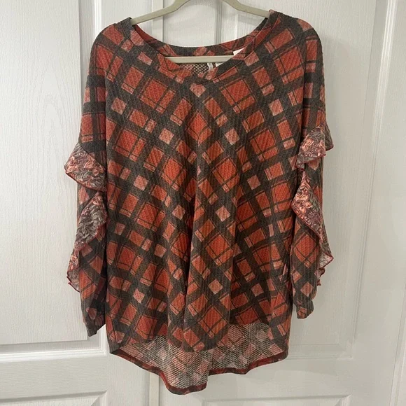 Cato Long Sleeve Plaid Blouse - Picture 2 of 7